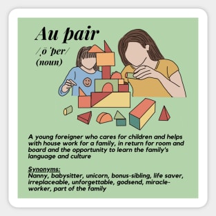 Au pair definition female green Sticker